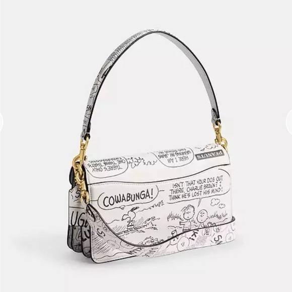 New Coach X Peanuts Tabby Shoulder Bag 26 With Newspaper Print  CCB04 - Picture 11 of 15